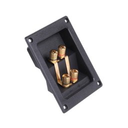 Conector boxa cu 4 terminale banana aurite, montaj pe panou