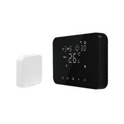 Termostat smart Zigbee Isnatch Soft Touch, cu gateway Wi‑Fi, negru