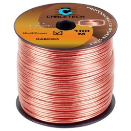 Cablu difuzor transparent 2x0,35 mm² din cupru, rola 100 m
