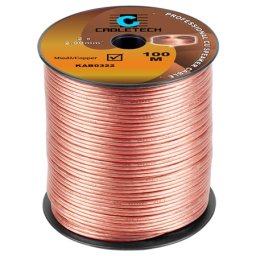 Cablu difuzor din cupru 2x2 mm transparent, rola 100 m