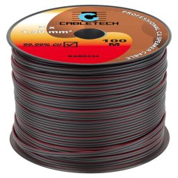 Cablu difuzor din cupru 2x1,5 mm², rola 100 m, rosu/negru