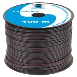 Cablu difuzor CCA 2x0,35 mm negru, rola 100 m Cabletech