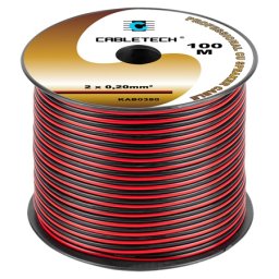 Cablu difuzor din cupru 2x0,20 mm rosu/negru, rola 100 m Cabletech