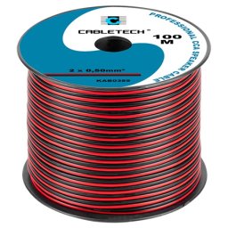 Cablu difuzor CCA Cabletech 2x0,50 mm rosu/negru, rola 100 m