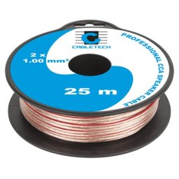 Cablu difuzor CCA 2x1.0 mm² transparent, rola 25 m