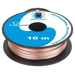 Cablu pentru difuzor CCA 2x1.5 mm transparent, rola 10 m