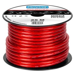 Cablu de putere 8GA din cupru, 25 m, rosu, Peiying