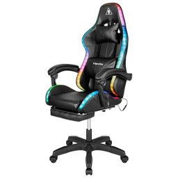Scaun gaming Kruger&Matz GX-150 negru cu LED, spatar 145°