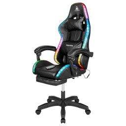 Scaun gaming Kruger&Matz GX-150 negru cu LED RGB si masaj, 150 kg