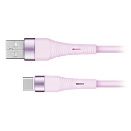 Cablu USB-A la USB-C 1 m din silicon, 3A, roz, Kruger&Matz