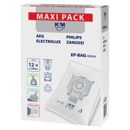 Set saci aspirator K&M EP-BAG micro 12 buc + 2 filtre, Maxi Pack