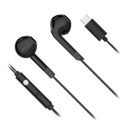 Casti in-ear Kruger&Matz cu microfon si conector USB-C, negre