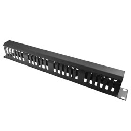 Ghidaj orizontal pentru patchcord 1U cu capac, Emtex, pentru rack 19”