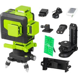 Nivela laser verde Strend Pro Industrial 4x3D cu telecomanda, în cutie