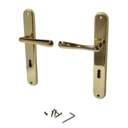 Set manere pentru usa Elegant BB 08/072, finisaj auriu, cu placuta lunga