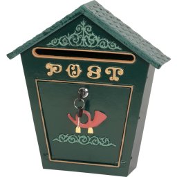 Cutie postala Albert verde 360x90x380 mm, cu acoperis si relief decorativ