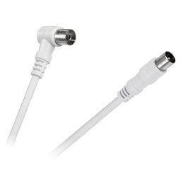 Cablu RF TV alb 10 m, tata-mama, mufa la 90° cu filtru ferita