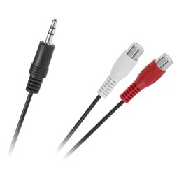 Cablu jack 3.5 mm tata la 2x RCA mama, 25 cm pentru audio stereo