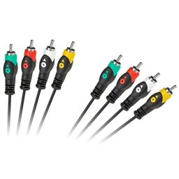 Cablu audio-video 4RCA–4RCA, 3 m, Cabletech Economic pentru TV/DVD