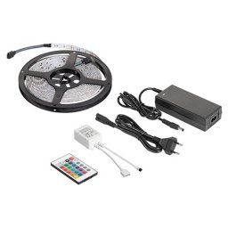 Kit banda LED RGB 5 m Rebel cu controller culoare si alimentator 12V