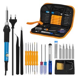 Set letcon cu accesorii pentru lipire, varfuri interschimbabile si husa