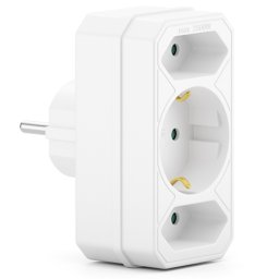 Triplu stecher cu împamantare, 3 prize, max. 3500W, alb