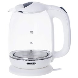 Fierbator electric Mesko 1,7L, 2200W, alb, cu baza rotativa si LED