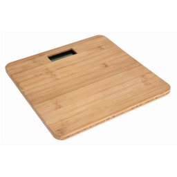 Cantar de baie din bambus Omega cu afisaj LCD, 150 kg, precizie 100 g