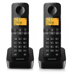Set 2 telefoane DECT Philips D2602, negru, ecran iluminat 1,6