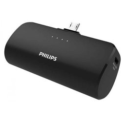 Power bank Philips 2500mAh Li-Polymer, compact, negru, cu conector micro-USB
