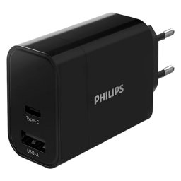 Incarcator de retea Philips 30W cu USB-C PD si USB-A, încarcare rapida