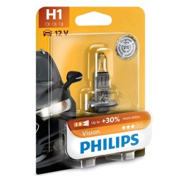 Bec auto H1 Philips Vision +30% luminozitate, 12V, halogen, blister