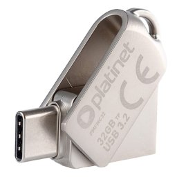 Stick USB Platinet 32GB USB 3.2, carcasa metalica, compact si rapid