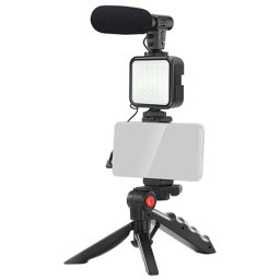 Set vlogging 4in1 Platinet cu microfon, lumina LED si trepied pentru telefon