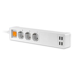 Prelungitor smart Wi‑Fi Tuya 16A cu 3 prize si 4 USB, cablu 1,8 m