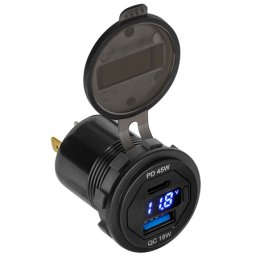 Mufa de montaj încarcare USB 63W cu PD 45W si QC 3.0, voltmetru