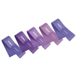 Set 5 benzi elastice mini band din latex 2–18 kg Rebel Activ, cu husa