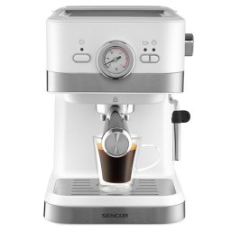 Espressor manual Sencor 20 bar, 1050W, cu bagheta abur si pre-infuzare