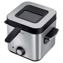 Friteuza Sencor 1.5L, 900W, inox, termostat 130–190°C, capac cu fereastra