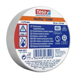 Banda izolatoare Tesa Tesaflex alba 20 m – set 10 bucati pentru electricieni