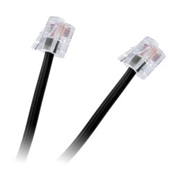 Cablu extensie telefon RJ11 2 m, negru, pentru telefon fix si modem