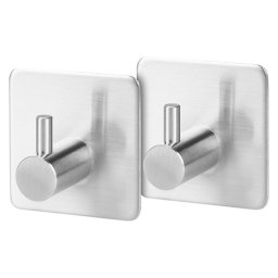 Set 2 carlige pentru baie autoadezive Teesa, inox SUS304, pana la 3 kg