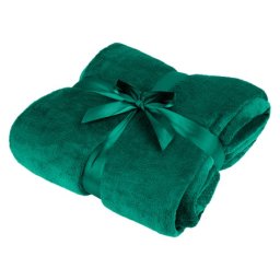 Patura fleece polar verde 200x220 cm Teesa, moale si calduroasa