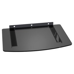 Suport de perete cu polita din sticla pentru DVD/Blu-ray, negru, 10 kg