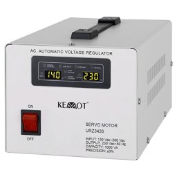 Stabilizator de tensiune cu servomotor 1000VA Kemot, afisaj LED, 2 prize