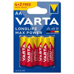 Set baterii alcaline AA Varta Longlife Max Power LR6, 1.5V, 6 bucati
