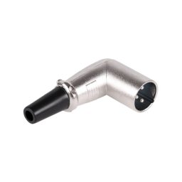 Mufa XLR tata la 90° metalica, conector audio pentru cabluri microfon