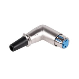 Mufa XLR mama 90° metalica, conector unghi drept pentru cabluri audio