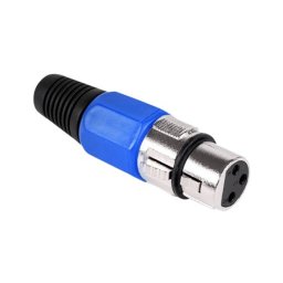 Mufa XLR mama albastra, 3 pini, conector audio pentru cabluri microfon