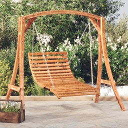 Balansoar pat, 115x147x46 cm, lemn masiv curbat cu finisaj tec GartenMobel Dekor